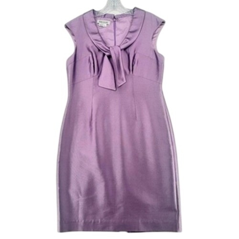 Kay Unger New York Wool Silk Bow Sheath Dress Purple Size 12